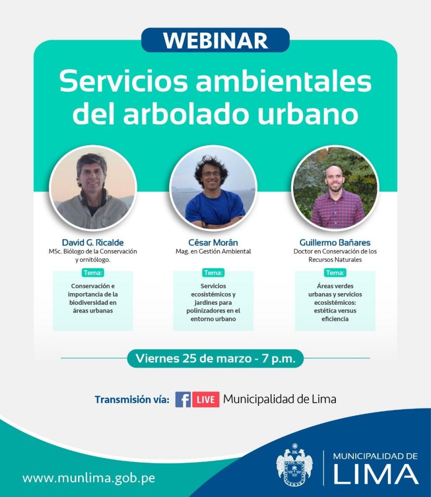 Municipalidad de Lima realizará seminario virtual "Servicios ambientales del arbolado urbano"