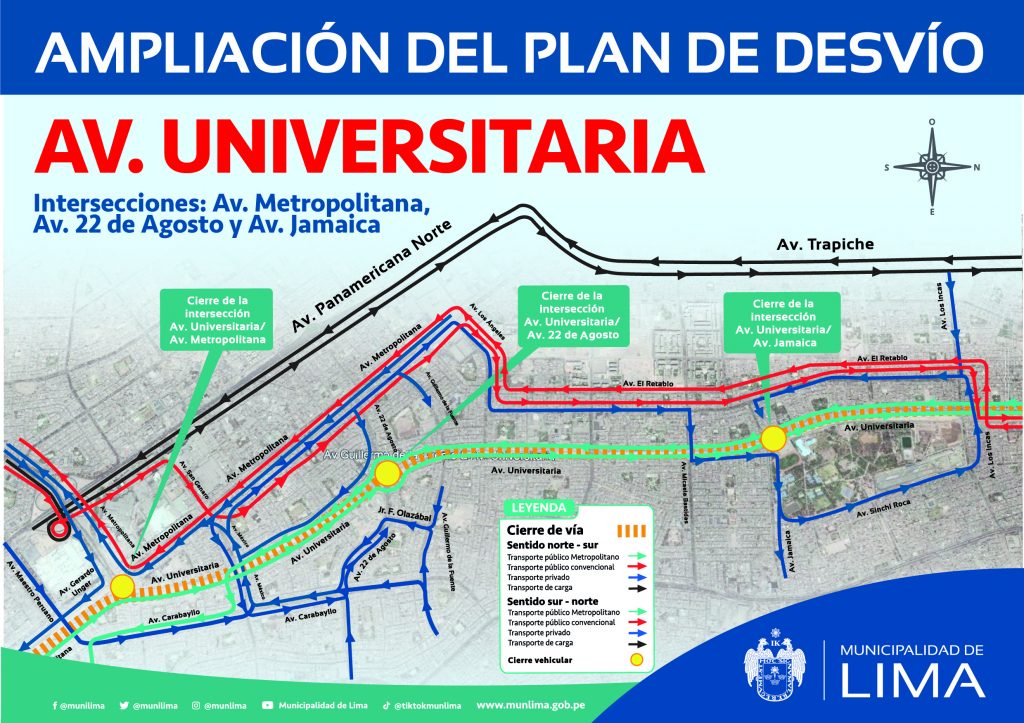 Municipalidad de Lima: Extienden plan de desvío por obras de ampliación del tramo norte del Metropolitano